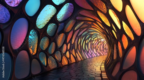 Wallpaper Mural Colorful Abstract Corridor with Futuristic Design and Organic Shapes in a Surreal Environment Torontodigital.ca