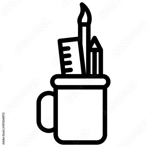 pencil holder line icon