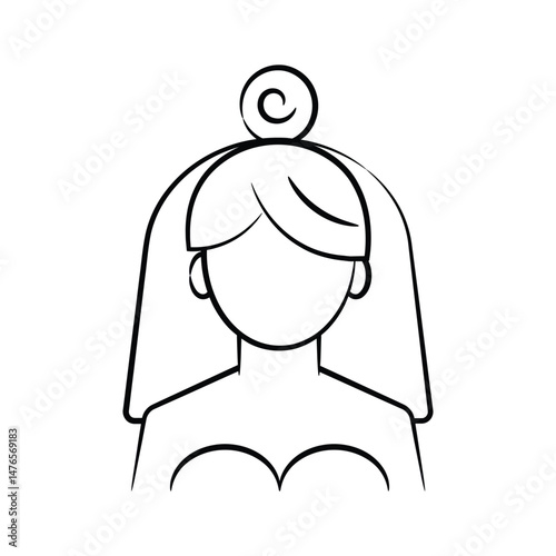 Ready to use hand drawn icon showing bride in a veil