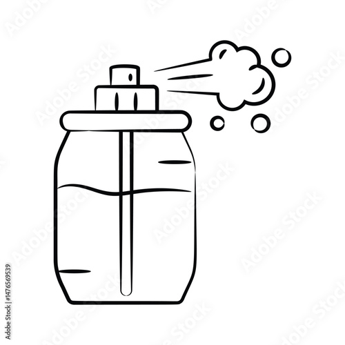 Here is an amazing doodle icon showing perfume bottle puff