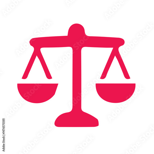 Red balance scale graphic