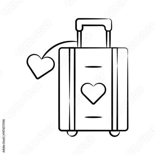 Ready to use doodle style icon of honeymoon luggage