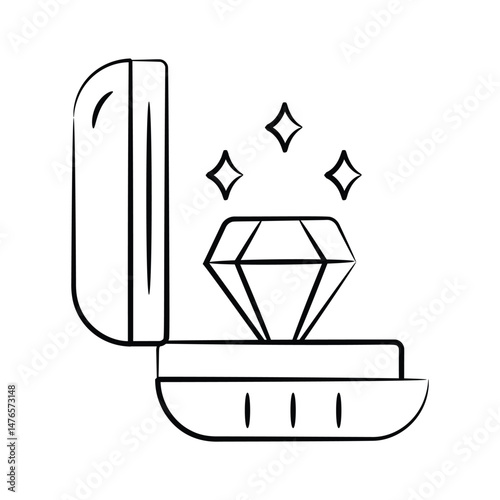 Check out amazing doodle icon of diamond ring box