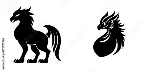 The dragon or gryphon is a heraldic animal often depicted in isolation, particularly in modern outline heraldry as a mythical creature with the legs of an eagle