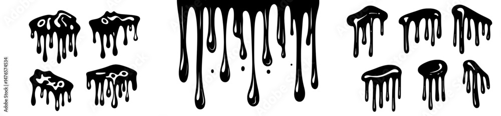 Elements of black are dripping down, with paint dropping and a syrup stain that has melted