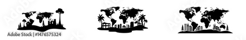The flat Earth concept is depicted on this world map with silhouetted continents
