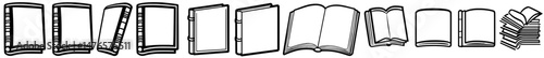 The book icon is depicted in a modern style, with the book logo illustrated in a line style that showcases a different and modern aesthetic