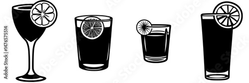 The cosmopolitan is represented by a black icon as an alcoholic beverage and a refreshing drink