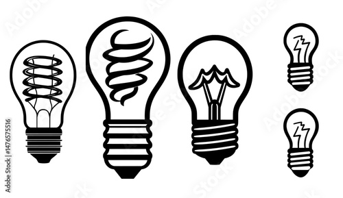 Icon of a fluorescent lamp, represented as a black silhouette of electric power and light