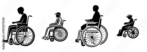 Icon for a disabled person, a human represented in a linear wheelchair symbol