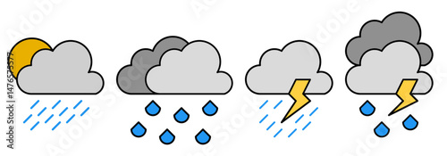 cloud rain icon sheet vector symbol of weather simple design illustration