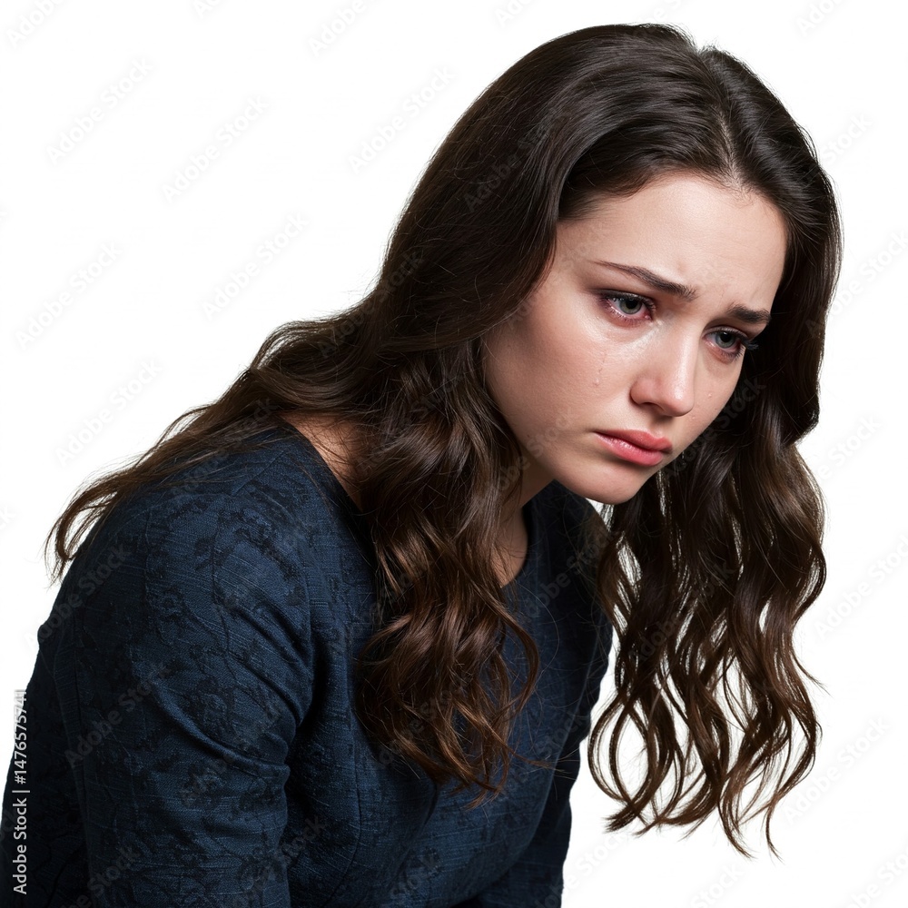 Fototapeta premium Crying Young Woman: Sadness, Grief & Despair