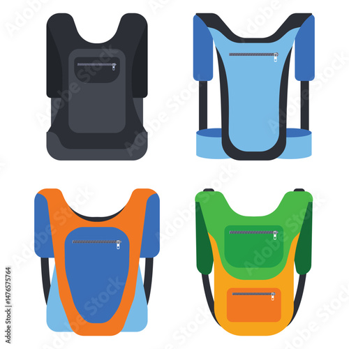 Hydration packs vector cartoon set isolated on a white background.