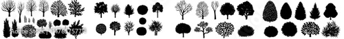 A modern set featuring the silhouette of bush grass and shrub on a transparent background in eps 10 format