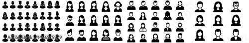 Modern illustration of people avatar flat icons includes a range of characters such as old man, female, muslim, senior, adult businessman and young human, child black silhouette pictogram for user