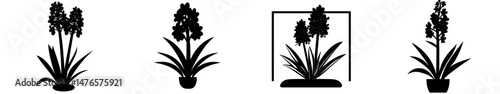 The black silhouette of a wild plant serves as a nature icon and botany sign
