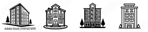 Logo for urban architecture, featuring the gray silhouette of an office building
