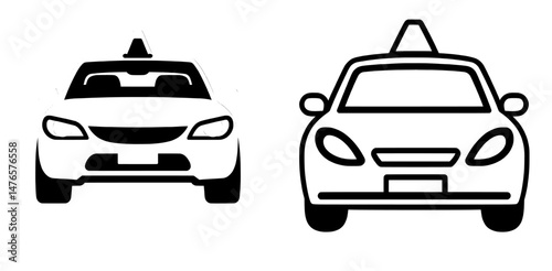The icon of a taxi is represented by a yellow car shown from the front, symbolizing a service for passengers