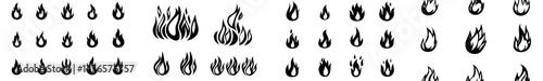 The fire flame set features red and orange flames, along with a burning fire that evokes the heat of a wildfire or campfire, with its red and fiery flames, as well as hot symbols, all part of a