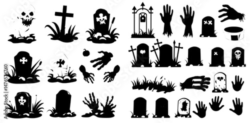 A cartoon illustration of a grave hand is shown in a modern style, with the living dead represented by a stick figure wrist connected to a headstone, situated in a cemetery landscape of stone, grass