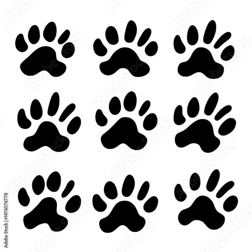 A seamless pattern featuring dinosaur footprints is set against a modern background with silhouettes of dino foot prints and paw tracks