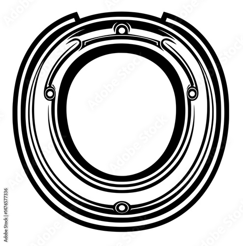 Black silhouette of a lucky horseshoe, a symbol of charm or talisman
