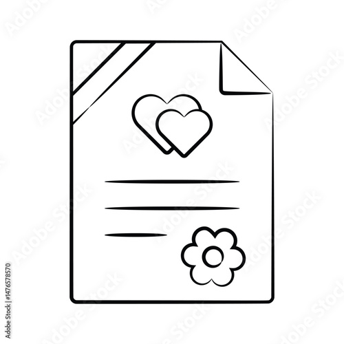 Ready to use doodle icon of marriage contract