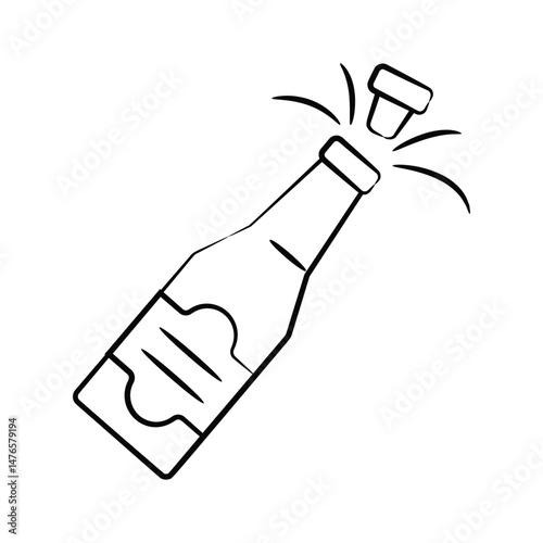 Champagne icon designed in doodle style, ready for premium use