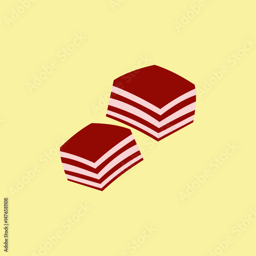 Malaysian traditional dessert Kuih Lapis. A glutinous rice layer cake