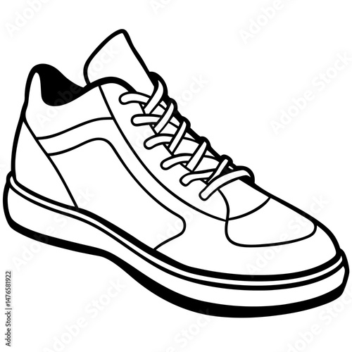 Black Basketball Shoes Silhouette Vector on White Background