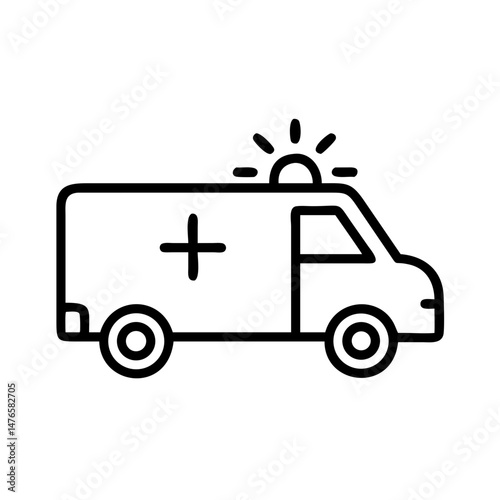 Wallpaper Mural Minimalist black outline vector icon of an ambulance vehicle with a siren, symbolizing emergency medical services, rescue, and healthcare support. Torontodigital.ca