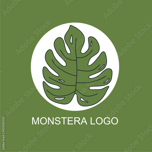 Monstera Leaf Logo. Monstera Leaf Vector Design