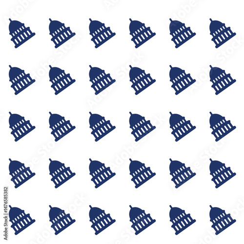 Repeated navy blue capitol building silhouettes on a white background