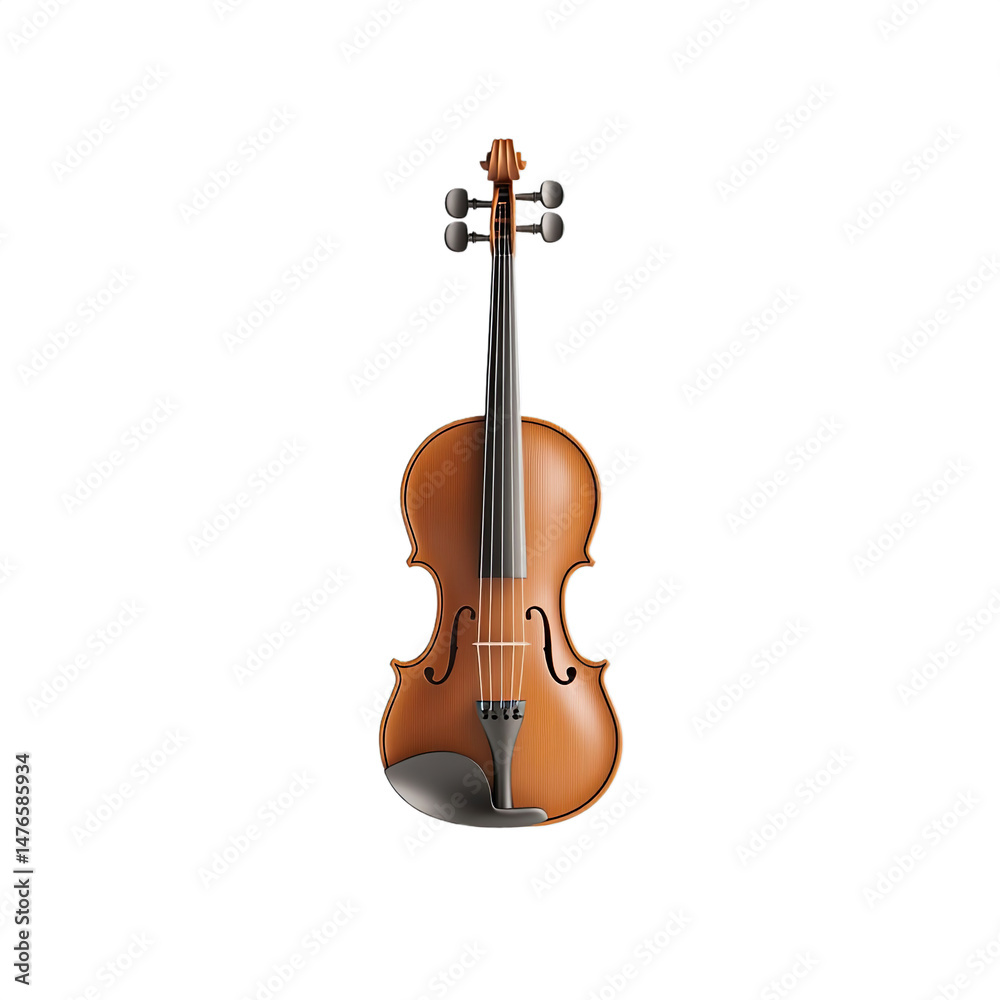 Fototapeta premium 3d minimalistic matte violin, floating isolated on transparent background