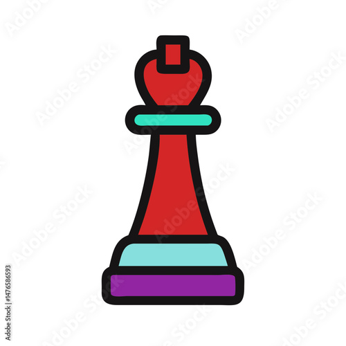 playful red chess king piece design with whimsical mood on minimal background
