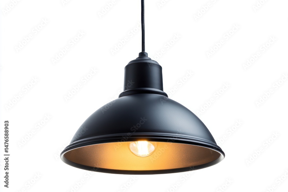 Obraz premium dome-shaped matte black hanging lamp isolate on white background