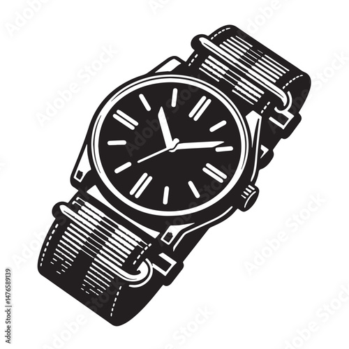 Watch Strap Silhouette line art vector illustration on white background