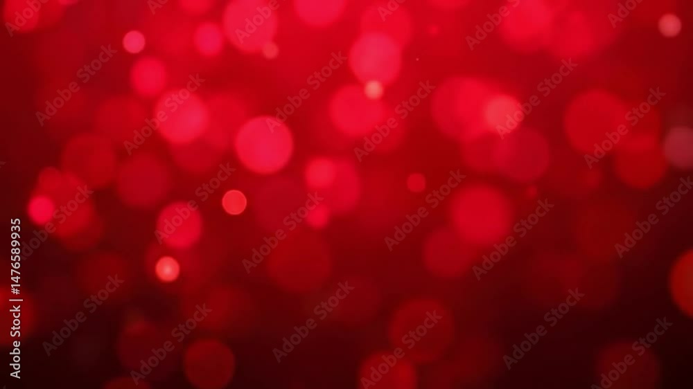 Abstract background featuring a vibrant composition of glowing red bokeh lights and soft, blurred circles, creating a warm, romantic, and festive atmosphere, perfect for holidays and special occasions