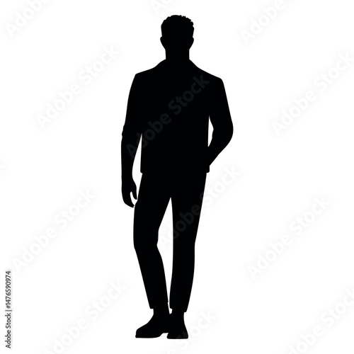 Casual man silhouette in relaxed standing pose for lifestyle or profile art