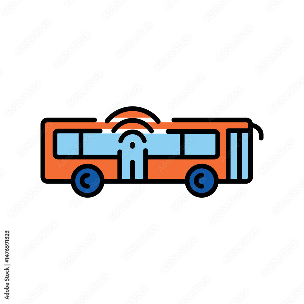 Fototapeta premium development autonomous public transportation color line icon.