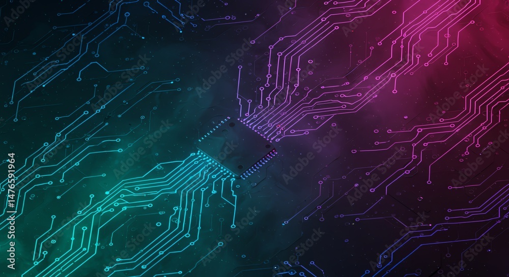 Obraz premium Circuit board technology abstract modern computing