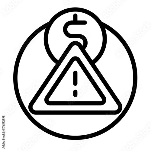 Cost Overrun Alert Vector Line Icon Design