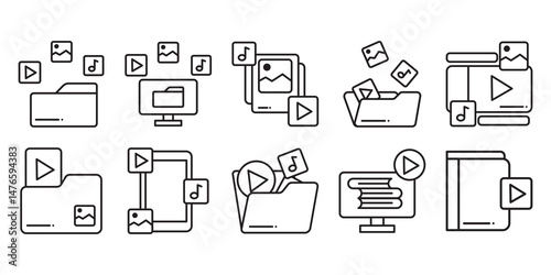 Content Library Line Icon