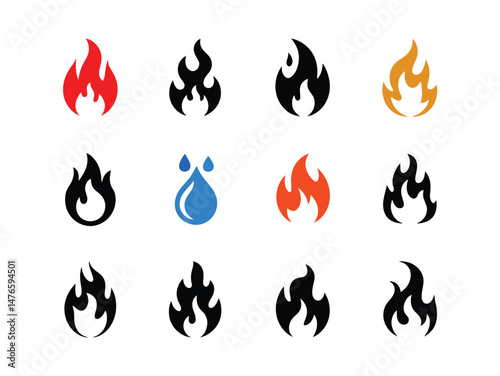 vector icons flame of fire silhouette, Flame of fire Vector drawing