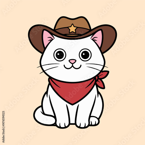 Cute Cowboy Cat with Hat and Bandana