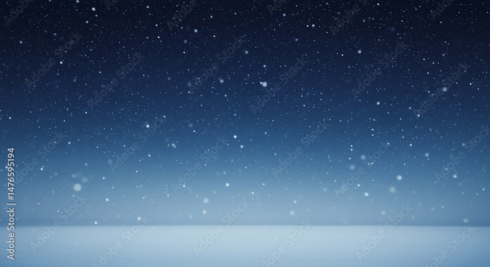 Obraz premium Snowflakes falling during night over snowy ground