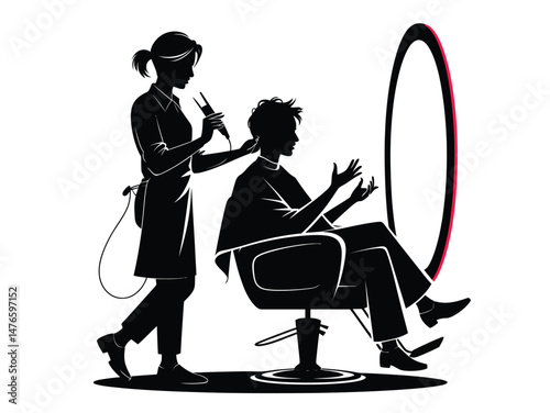 female silhouette in a hair salon