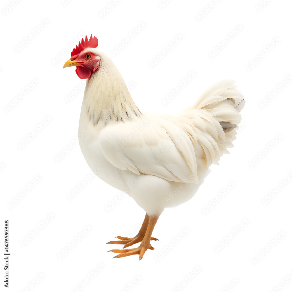 Proud Hen's Pose: A majestic hen stands tall, radiating health and vitality. It showcases a beautiful, clean, and pristine appearance. Proud Hen's Pose: A majestic hen stands tall, radiating health and vitality. It showcases a beautiful, clean, and pristine appearance.