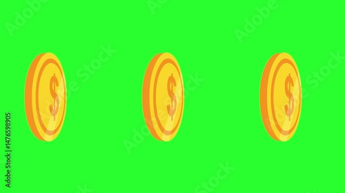 Rotating Dollar money Coin Green Screen Video