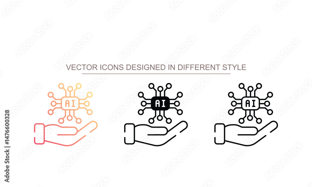 Naklejka premium AI Hand icon design with white background stock illustration